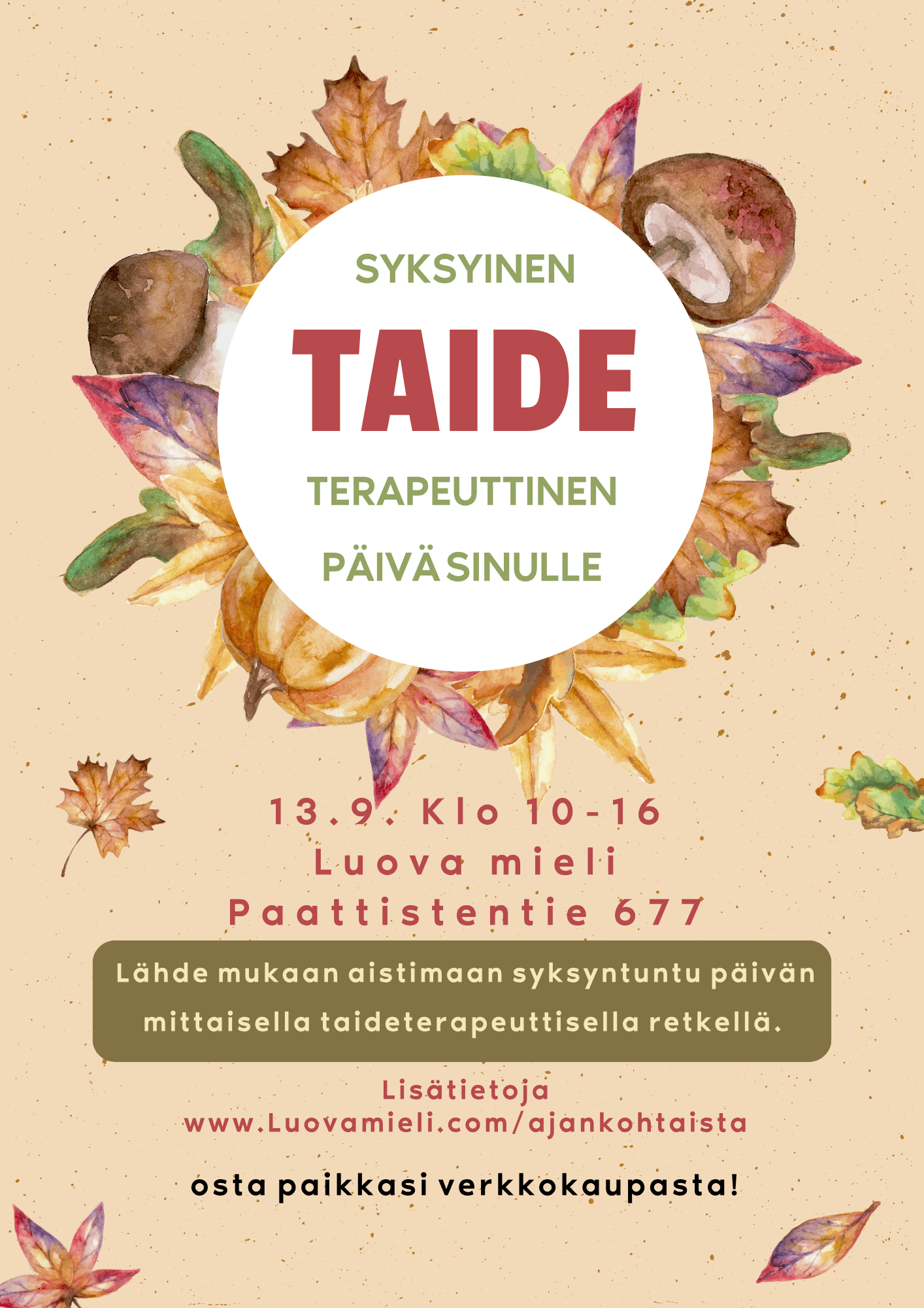 Kuva: Taideterapeuttinen päivä 13.9.