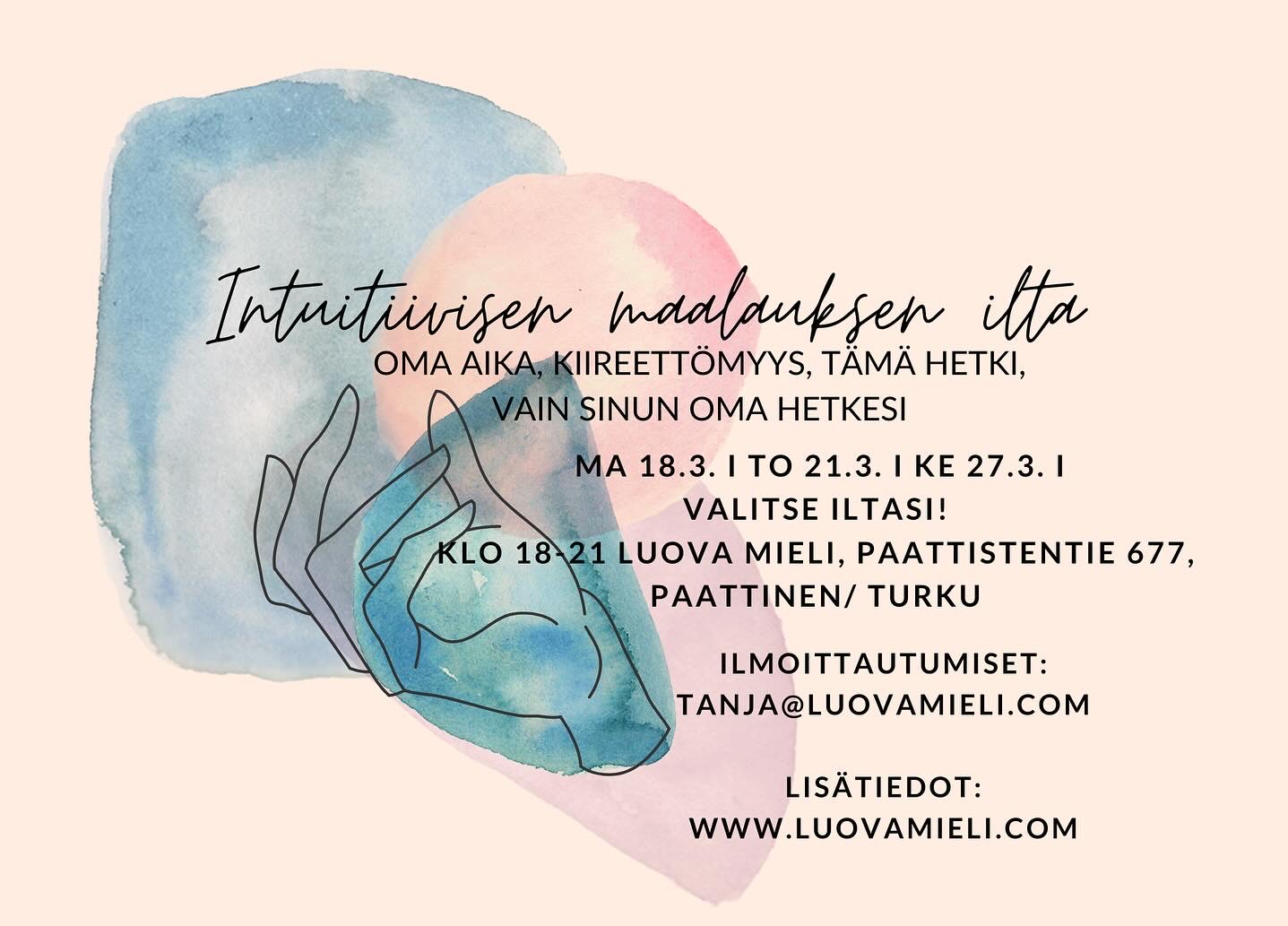 Kuva: Maaliskuussa vielä yksi Intuitiivisen maalauksen ilta 27.3. Ilmoittaudu mukaan!
